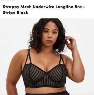 Torrid Black Mesh Striped Bra Size 1 or 38DD See Photo Sizing New